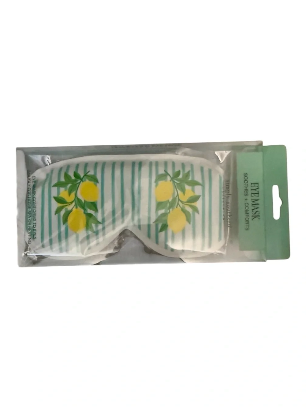 Simply Southern Lemon Stripe Eye Mask in White, Green, Yellow
